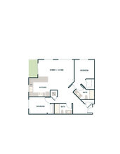 2 Bed, 2 Bath - West Apt D West-411 floor plan